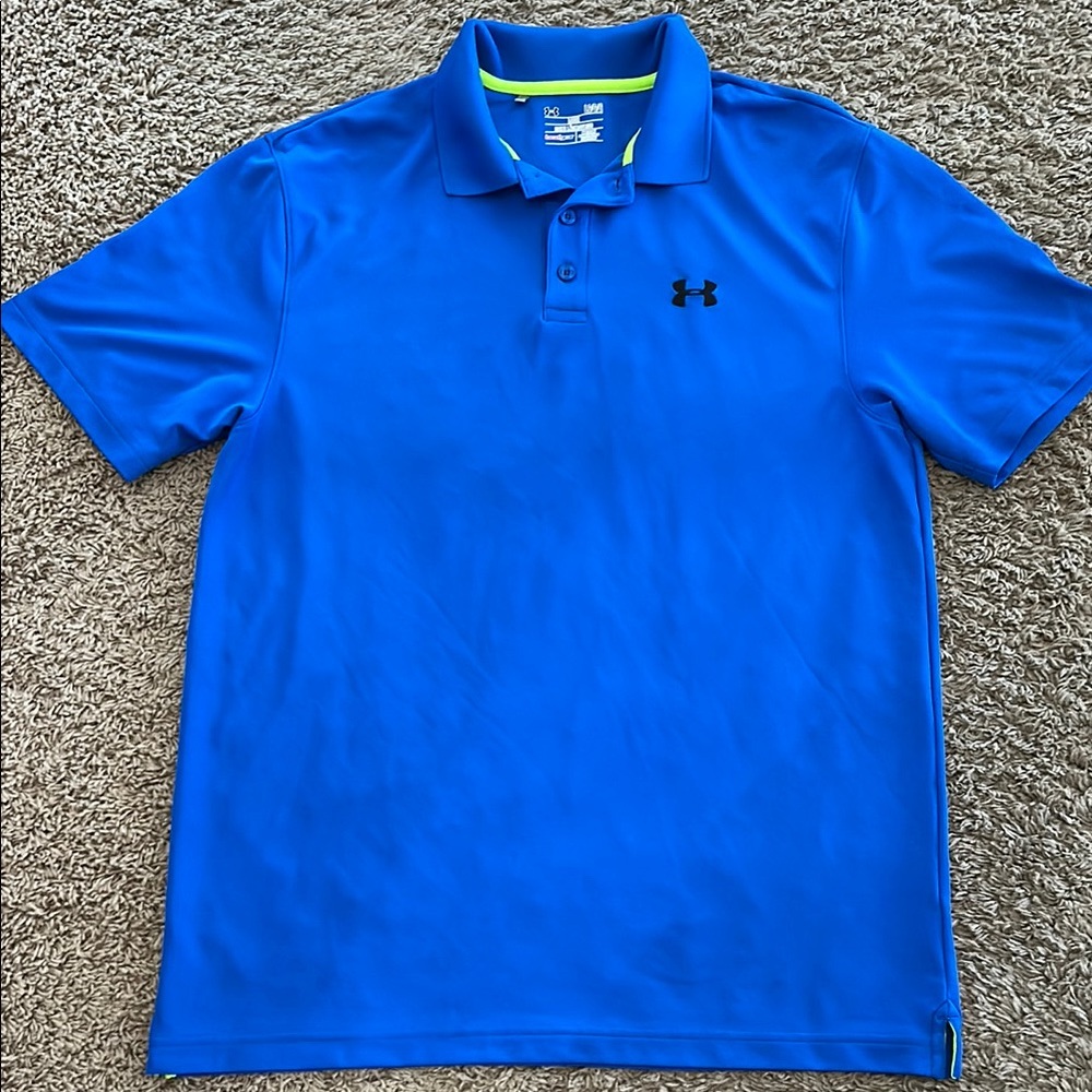 Under Armour Blue Polo Shirt Classic Design Short Sleeves